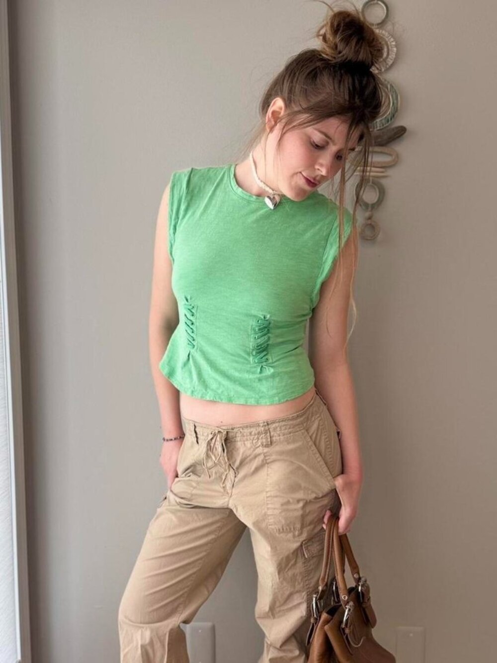y2k embellished green peplum short sleeve tee shirt